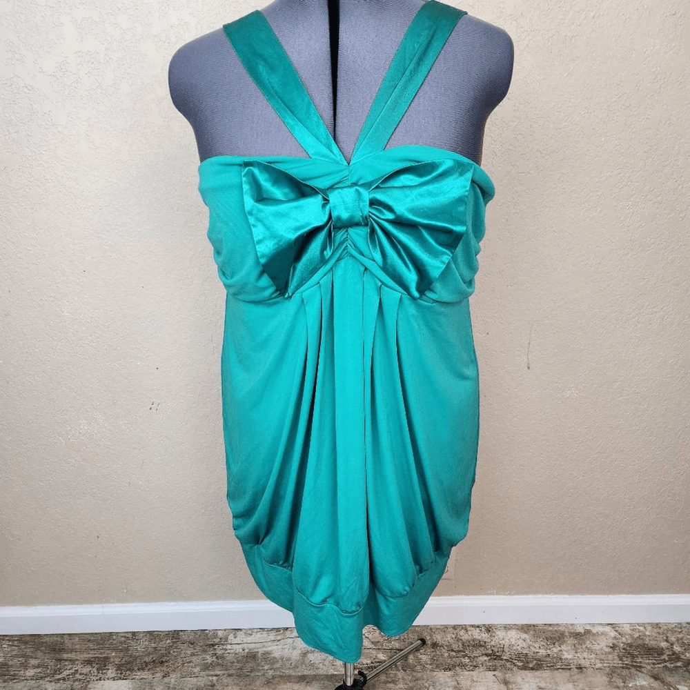Torrid Teal Green Vintage Balloon Dress w/Bow Detail (4X) 7019